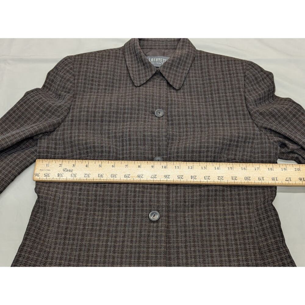 Lafayette 148 Vintage 100% wool patterned brown Jacket business Womens Sz 8 - Picture 9 of 10